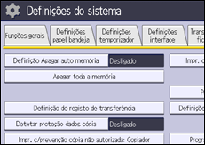 Ilustração da tela do painel de operação