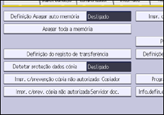 Ilustração da tela do painel de operação