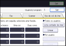 Ilustração da tela do painel de operação