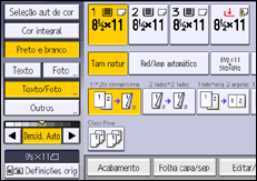 Ilustração da tela do painel de operação