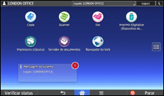 Ilustração da tela do painel de operação