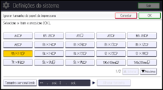 Ilustração da tela do painel de operação