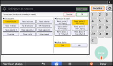 Ilustração da tela do painel de operação
