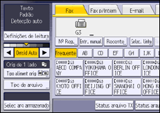 Ilustração da tela do painel de operação