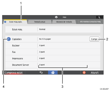 Il·lustració de crida numerada de la pantalla del panell d'operacions