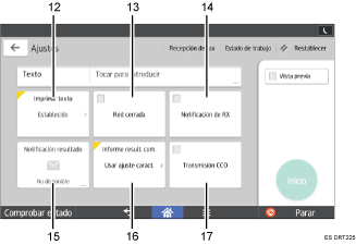 Ilustración con llamadas numeradas de la pantalla del panel de mandos