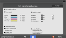 Ilustración de la pantalla panel de mandos