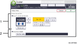 Ilustración con llamadas numeradas de la pantalla del panel de mandos