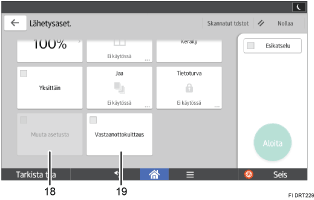 Käyttöpaneelin numeroitu näyttö