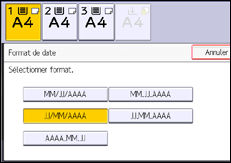 Illustration de l'écran du panneau de commande