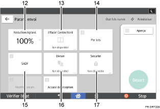 Illustration numérotée du panneau de commande