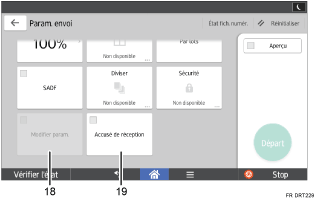 Illustration numérotée du panneau de commande
