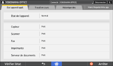 Illustration de l'écran du panneau de commande