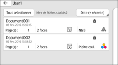 Illustration de l'écran du panneau de commande