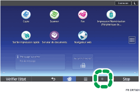 Illustration de l'écran du panneau de commande