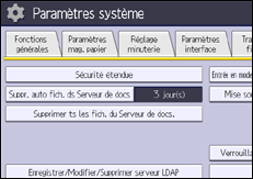 Illustration de l'écran du panneau de commande