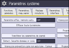 Illustration de l'écran du panneau de commande