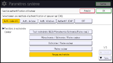 Illustration de l'écran du panneau de commande