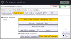 Illustration de l'écran du panneau de commande