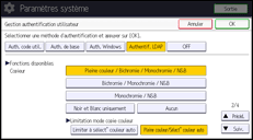 Illustration de l'écran du panneau de commande