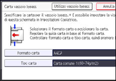 Illustrazione della schermata sul pannello di controllo