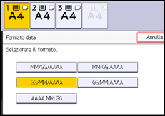Illustrazione della schermata sul pannello di controllo