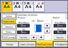 Illustrazione della schermata sul pannello di controllo