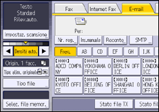 Illustrazione della schermata sul pannello di controllo
