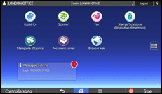 Illustrazione della schermata sul pannello di controllo