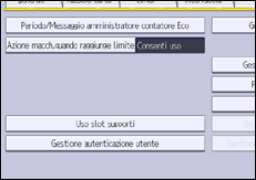 Illustrazione della schermata sul pannello di controllo