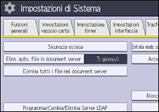 Illustrazione della schermata sul pannello di controllo