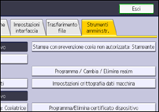 Illustrazione della schermata sul pannello di controllo