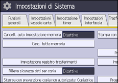 Illustrazione della schermata sul pannello di controllo