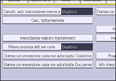 Illustrazione della schermata sul pannello di controllo