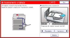 Illustrazione della schermata sul pannello di controllo