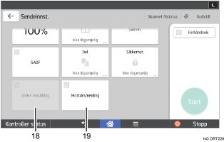Illustrasjon av betjeningspanelet med nummererte bildetekster