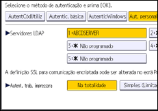 Ilustração do ecrã do painel de operação