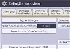 Ilustração do ecrã do painel de operação