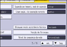 Ilustração do ecrã do painel de operação