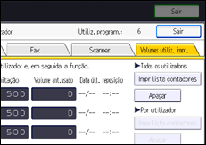 Ilustração do ecrã do painel de operação