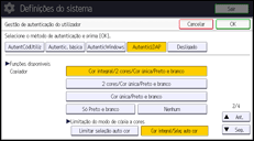 Ilustração do ecrã do painel de operação
