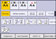 Ilustração do ecrã do painel de operação