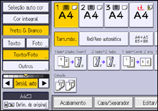 Ilustração do ecrã do painel de operação
