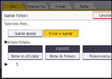 Ilustração do ecrã do painel de operação