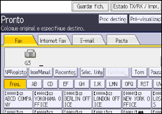 Ilustração do ecrã do painel de operação