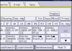 Ilustração do ecrã do painel de operação