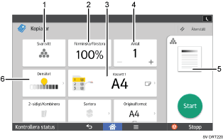 Bild av användarpanelen (numrerade detaljer)