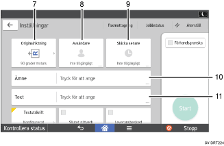 Bild av användarpanelen (numrerade detaljer)