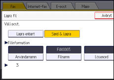 Bild av användarpanelens skärm