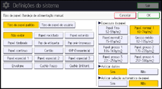 Ilustração da tela do painel de operação